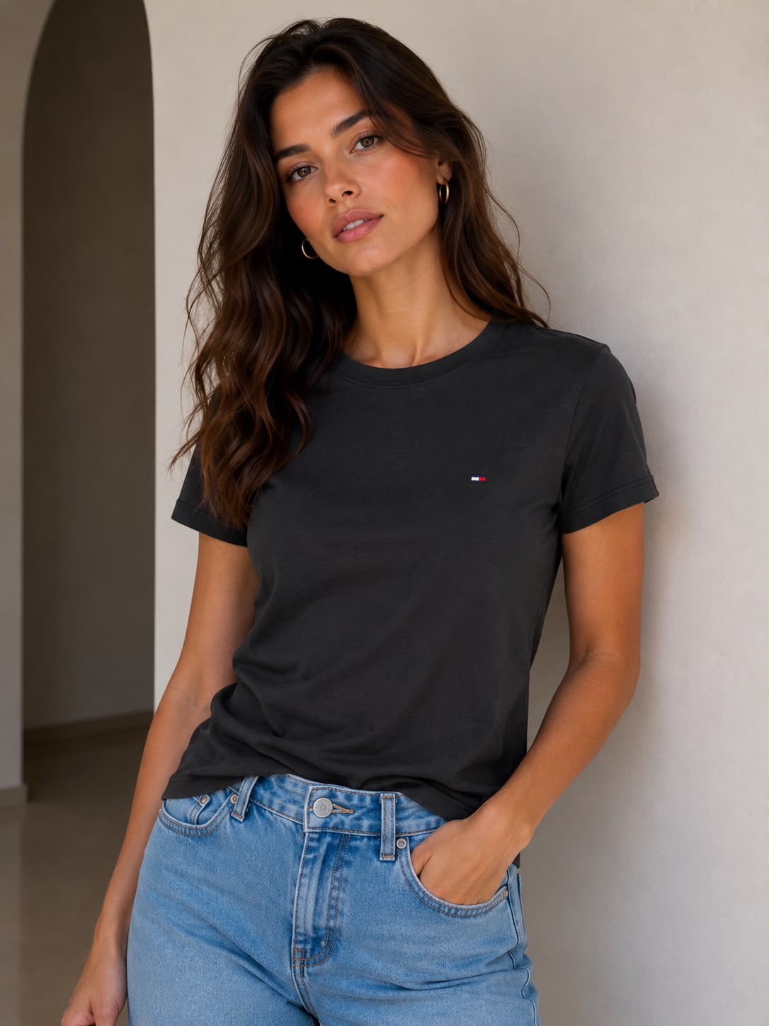 CAMISETA TOMMY HILFIGER NEGRA MUJER