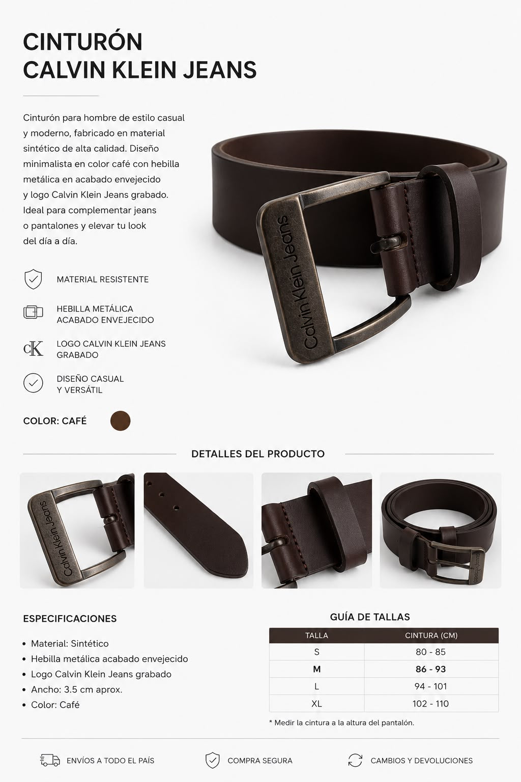 CINTURON HOMBRE  CALVIN KLEIN MARRON