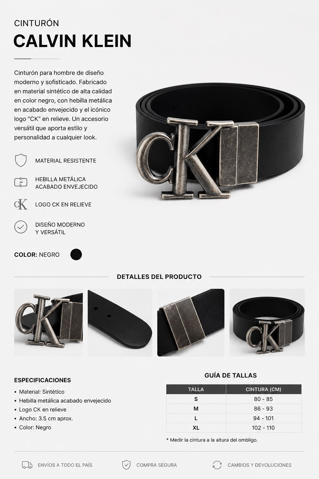 CINTURON MUJER CALVIN KLEIN NEGRO