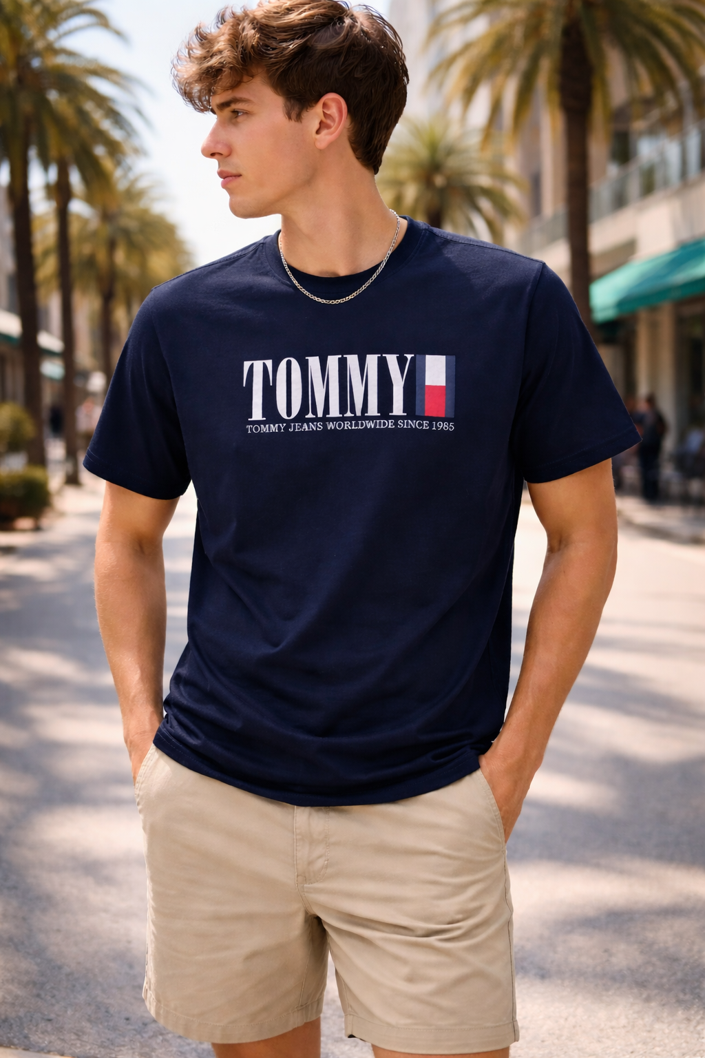 Camiseta Hombre Tommy Hilfiger Logo azul marino