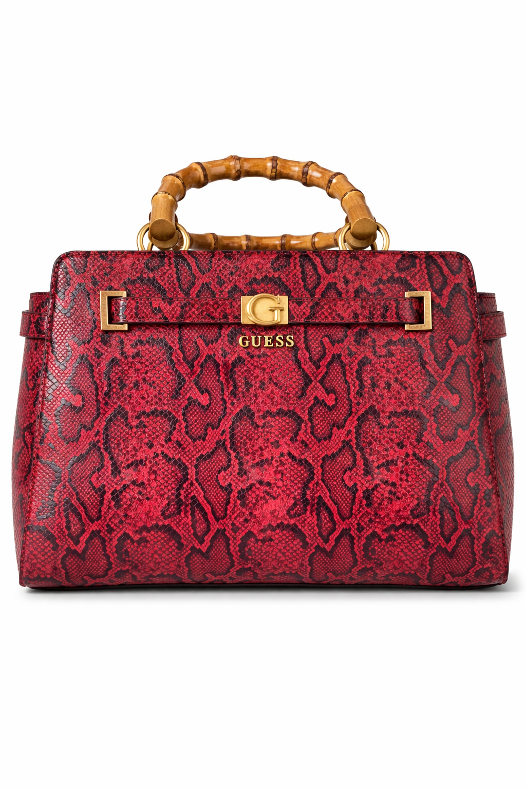 Bolso Mujer Guess Rojo Asa Madera