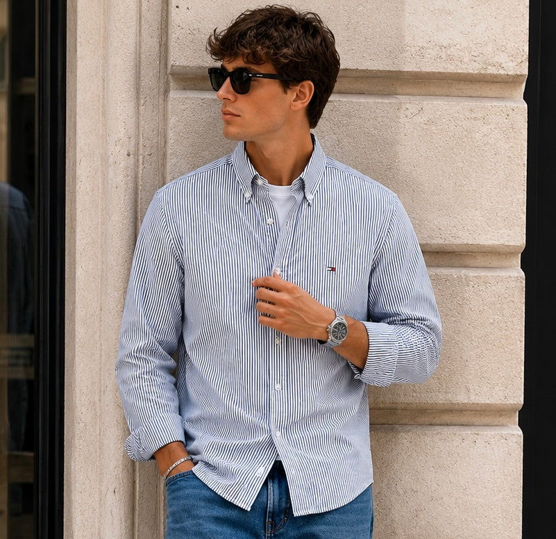 Camisa Tommy Jeans de Rayas Azul Marino
