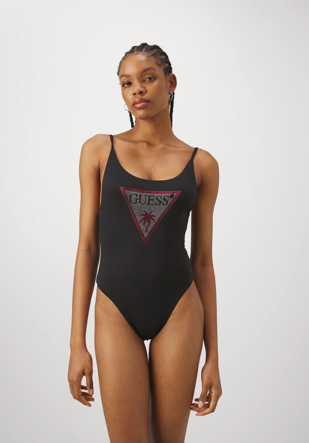 BAÑADOR GUESS LOGO PERLAS NEGRO MUJER