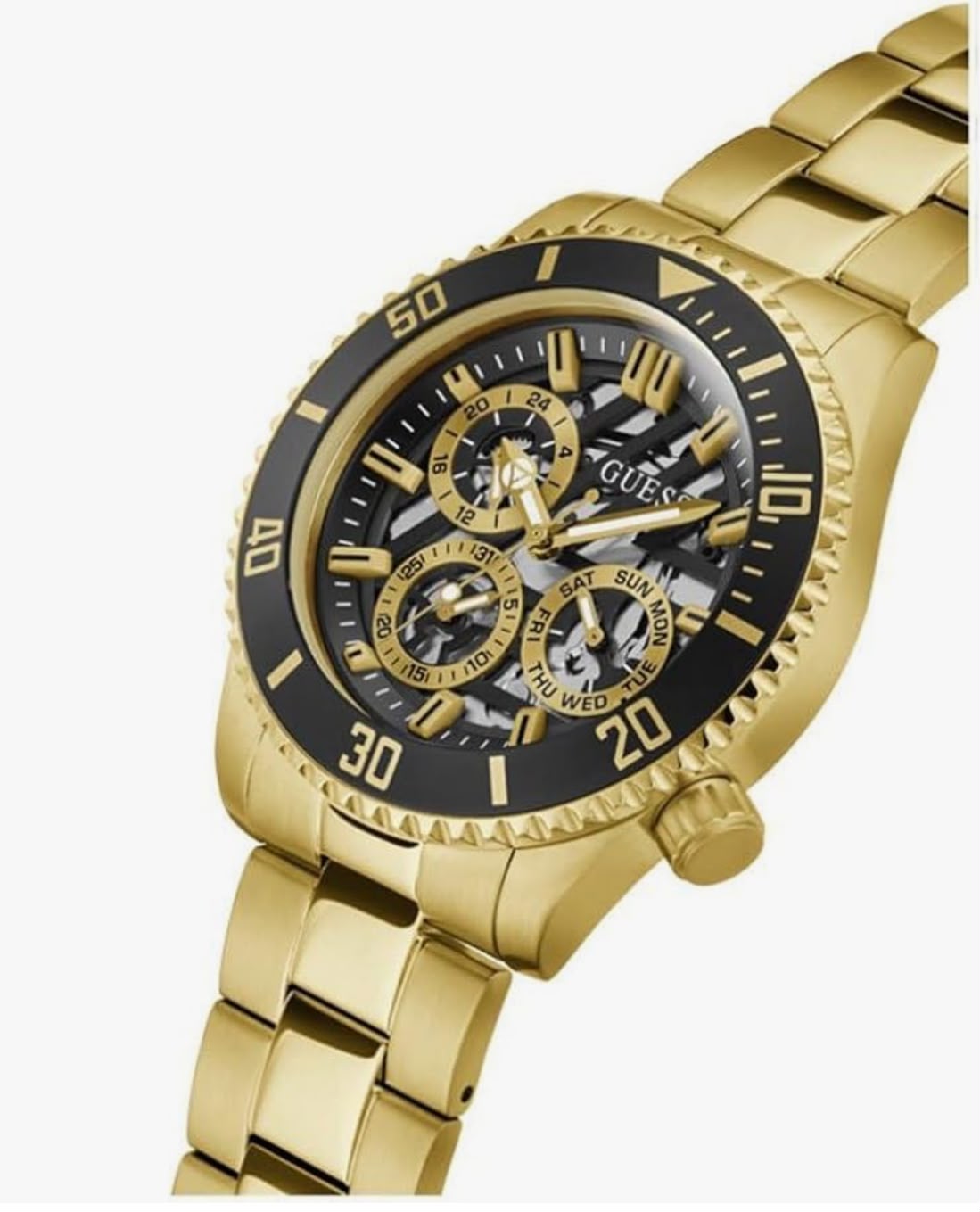 RELOJ DORADO GUESS AXLE