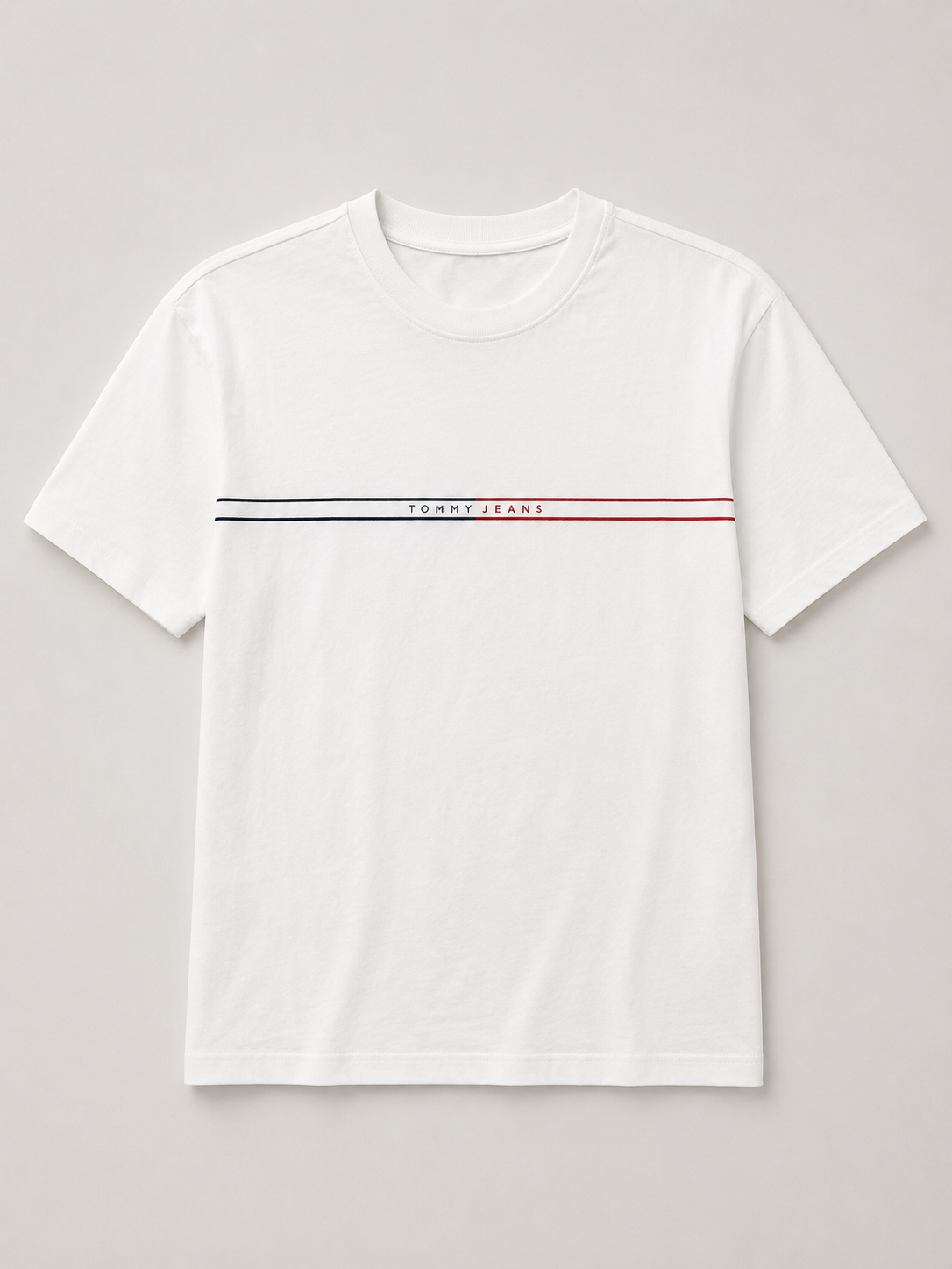Camiseta hombre Tommy Hilfiger beige logo/raya
