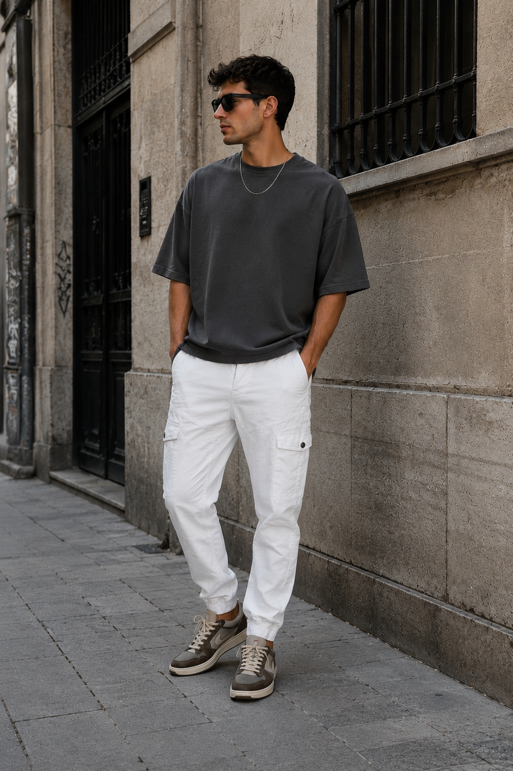 Pantalón hombre GUESS blanco bolsillos