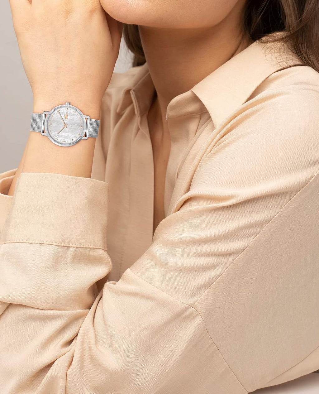 RELOJ LACOSTE PLATA MUJER CROCOPLA