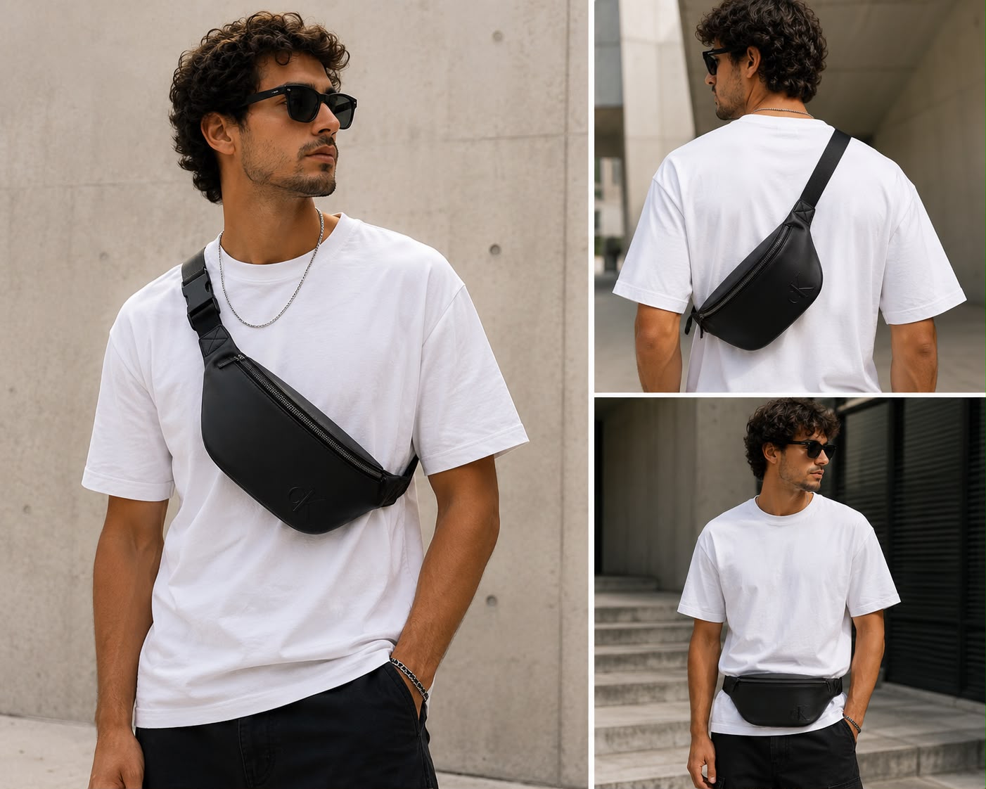 RIÑONERA NEGRA CUERO CALVIN KLEIN HOMBRE