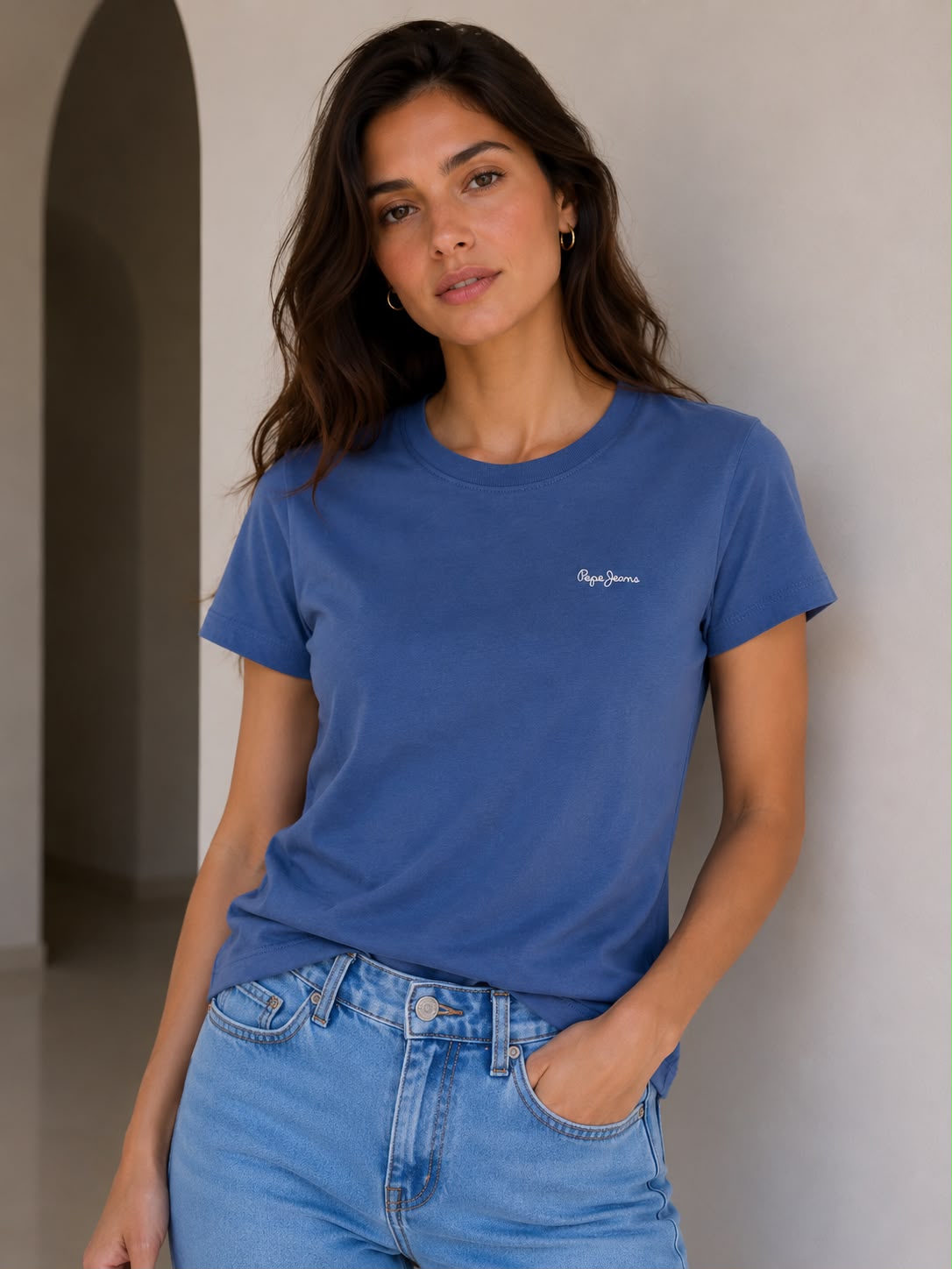 CAMISETA MUJER AZUL PEPE JEANS