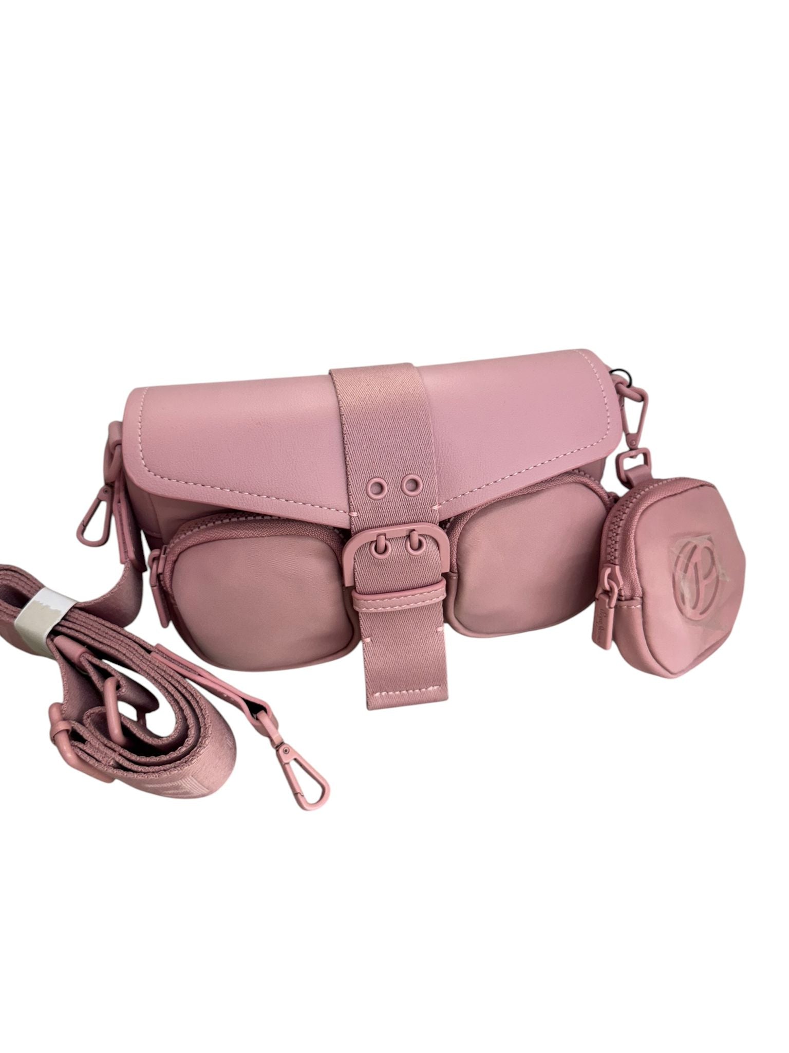 BOLSO BANDOLERA MUJER CON LOGO EN CORREA AJUSTABLE ROSA
