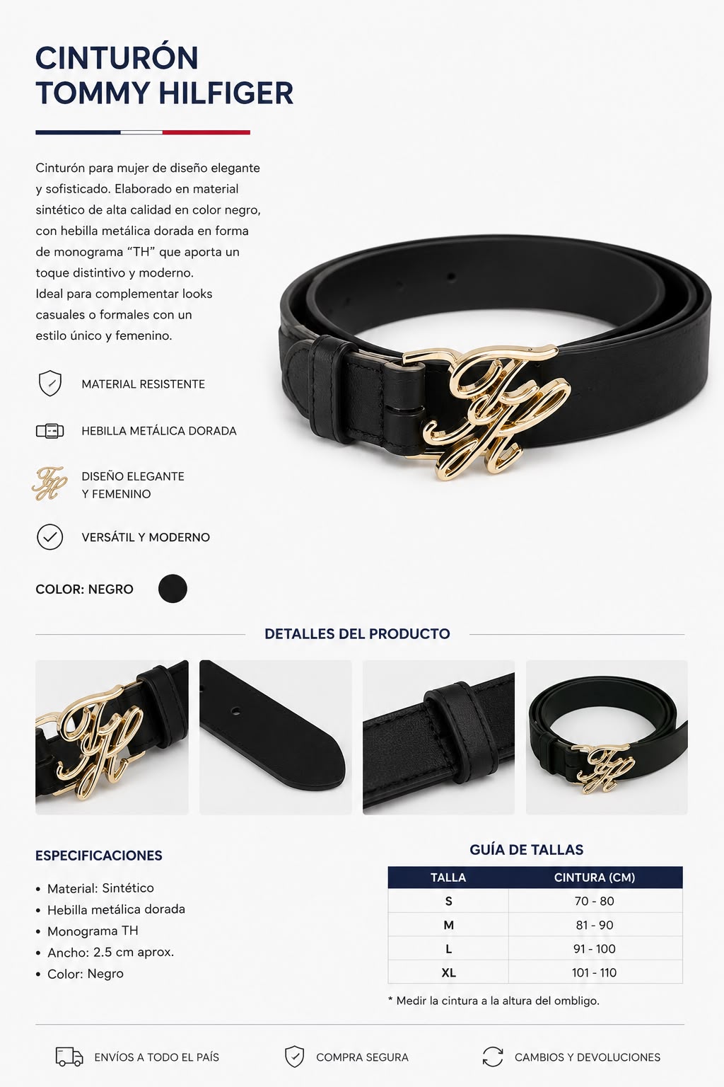 CINTURON NEGRO MUJER TOMMY HILFIGER
