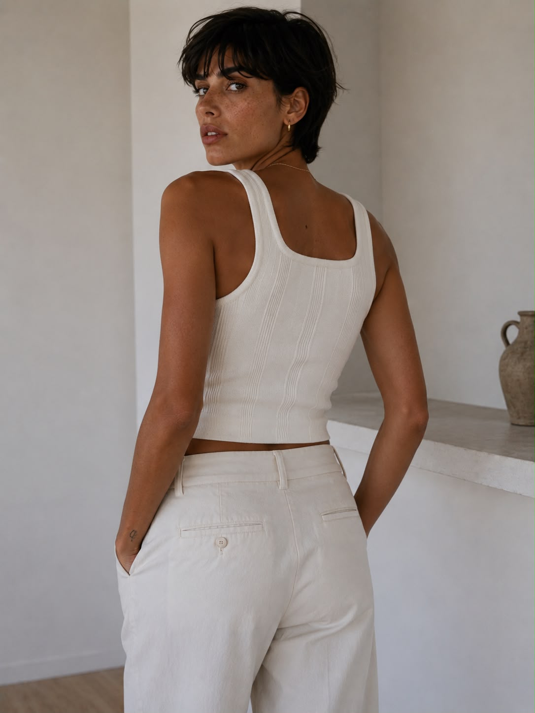 TOP GUESS PUNTO BEIGE MUJER
