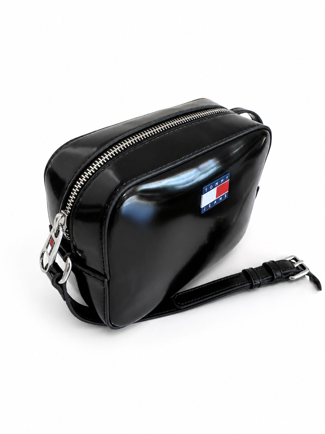 BOLSO BANDOLERA TOMMY MUJER COLOR NEGRO BRILLO