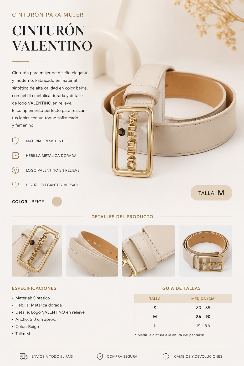 CNTURON BEIGE VALENTINO MUJER