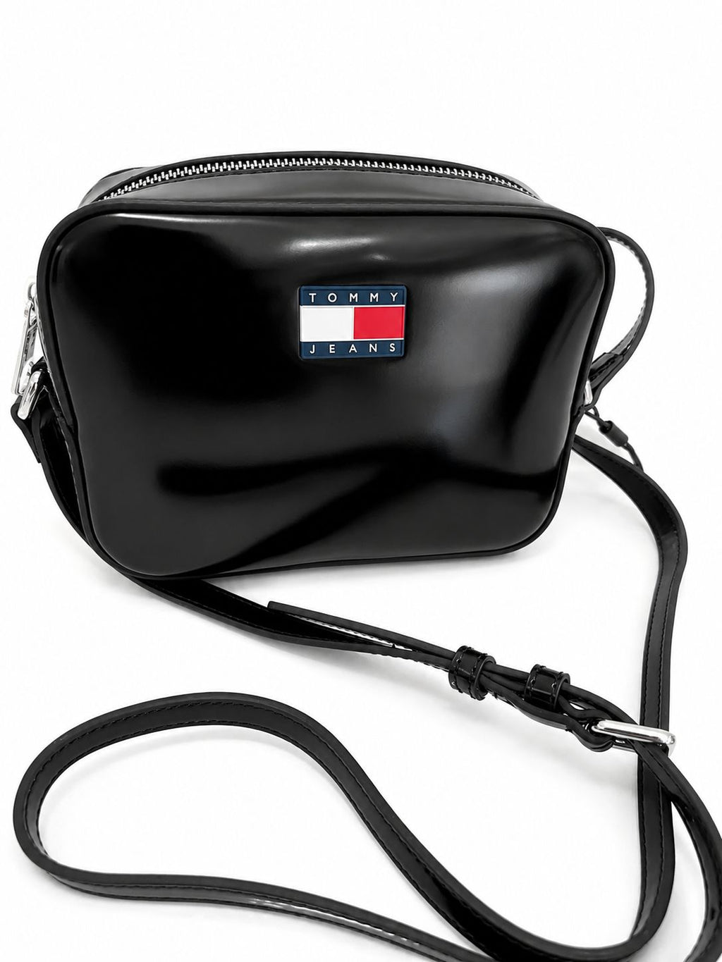 BOLSO BANDOLERA TOMMY MUJER COLOR NEGRO BRILLO