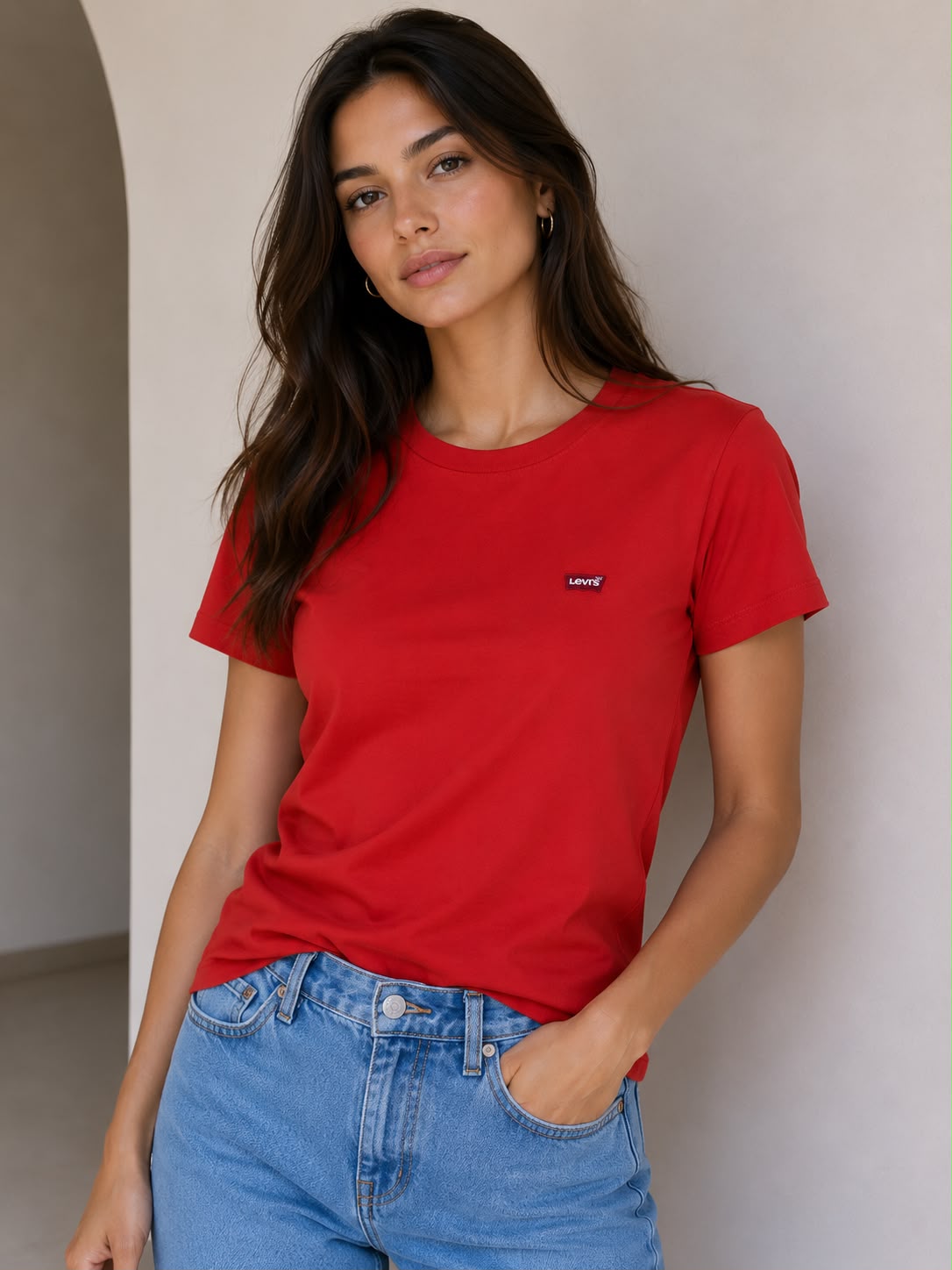 CAMISETA MANGA CORTA MUJER ROJO LEVIS